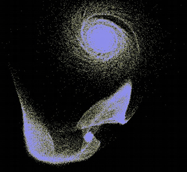 simulation illustrates the resonant stripping process of dwarf galaxy